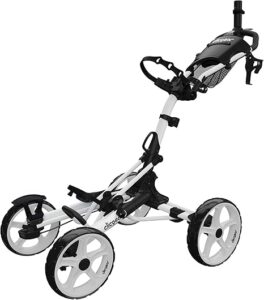 four-wheeled golf push care, white.